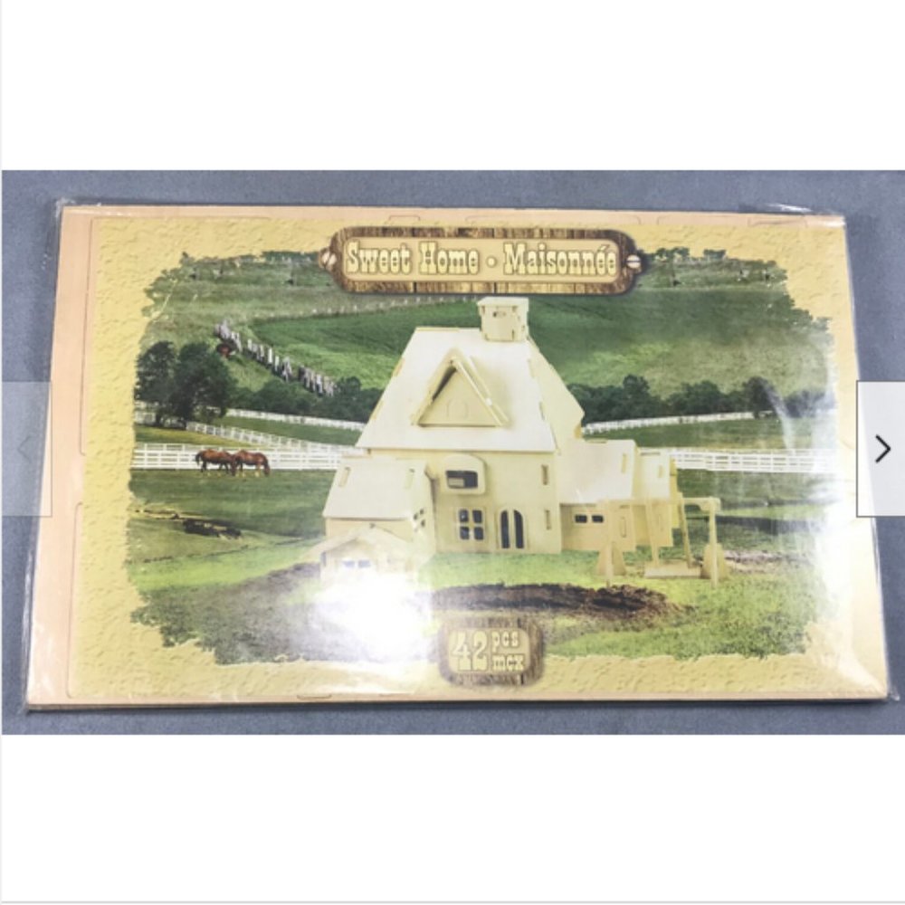 42 pc Sweet Home Farm House Cottage 3D Wooden Model Puzzle Age 3+ New